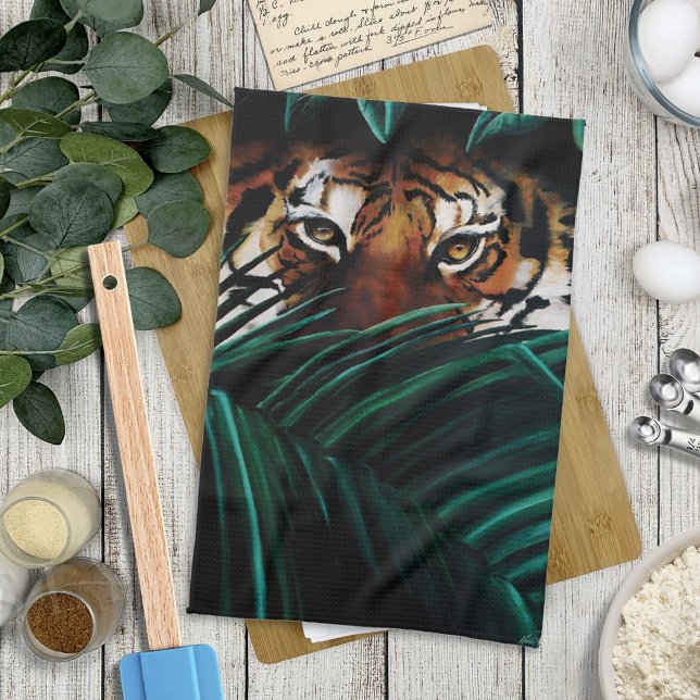 Tiger Green Jungle Blätter Geschirrtuch (Von Creator hochgeladen)