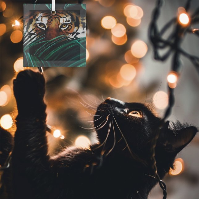 Tiger Green Jungle Blätter Ornament Aus Glas (Von Creator hochgeladen)