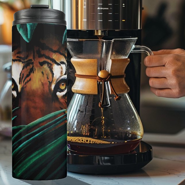Tiger Green Jungle Blätter Thermosbecher (Von Creator hochgeladen)