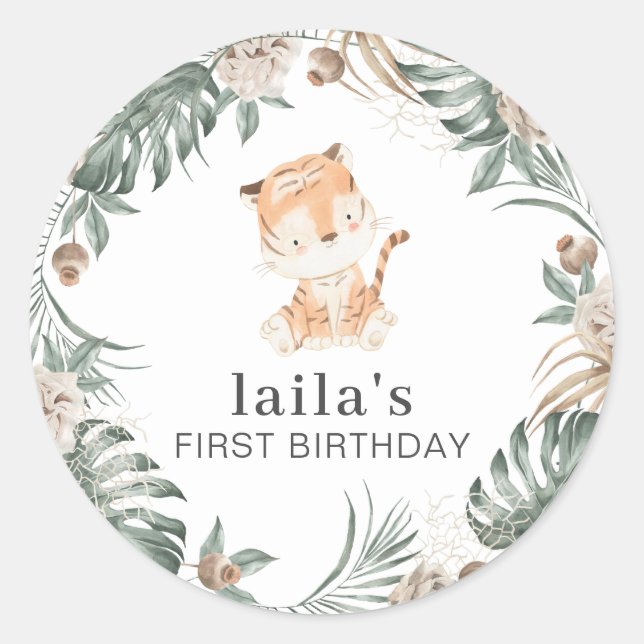 Tiger Greenery Floral Sticker (Vorderseite)