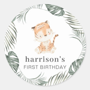 Tiger Greenery Round Runder Aufkleber