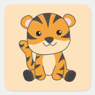 Tiger Gros Chat Cute Animaux Pour Enfants Sticker 