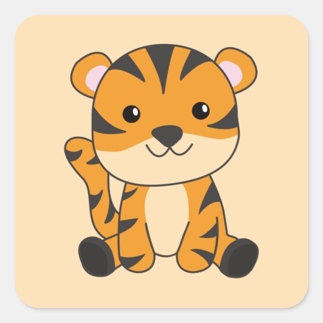 Tiger Gros Chat Cute Animaux Pour Enfants Sticker  (Devant)