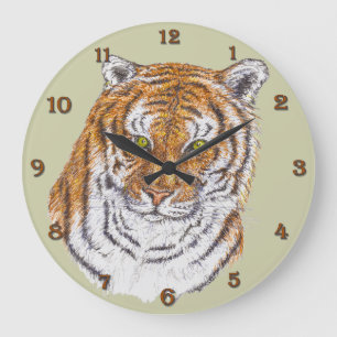 Tiger Große Wanduhr