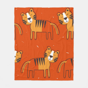 Tiger, handgezeichneter Hintergrund. Farbenfrohe, Fleecedecke