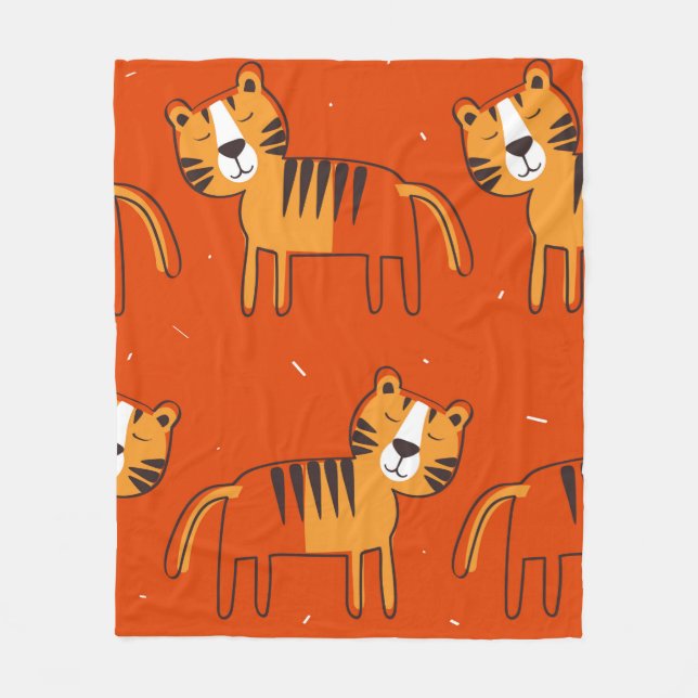 Tiger, handgezeichneter Hintergrund. Farbenfrohe,  Fleecedecke (Vorderseite)