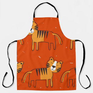 Tiger, handgezeichneter Hintergrund. Farbenfrohe, Schürze