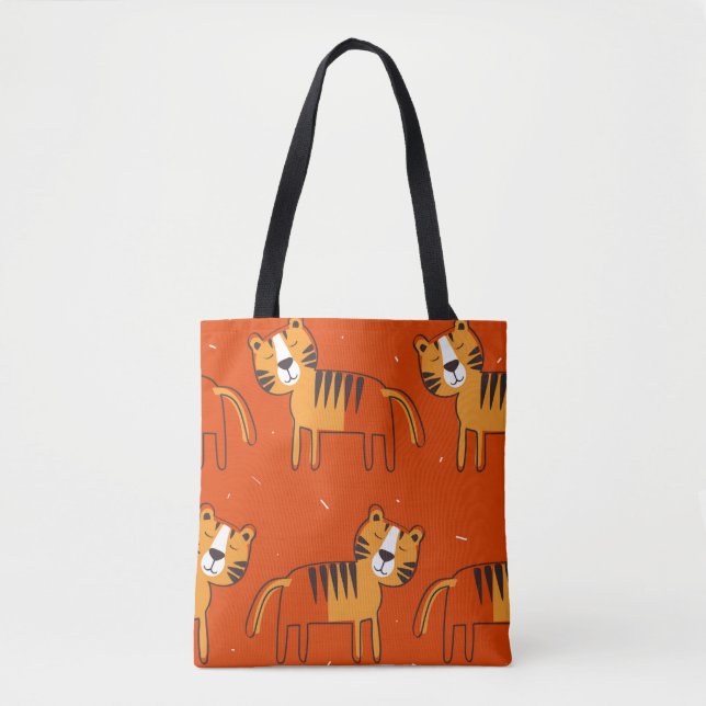 Tiger, handgezeichneter Hintergrund. Farbenfrohe,  Tasche (Vorderseite)