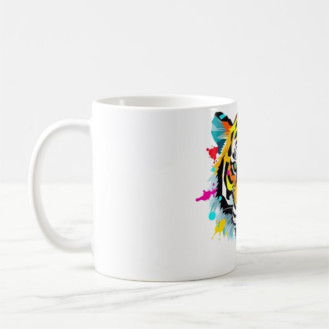 Tiger Head Abstrakt Polygon Art Kaffeetasse (Links)