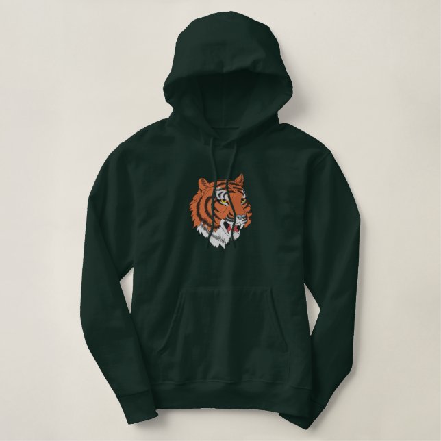 Tiger Head Bestickter Hoodie (Design vorne)