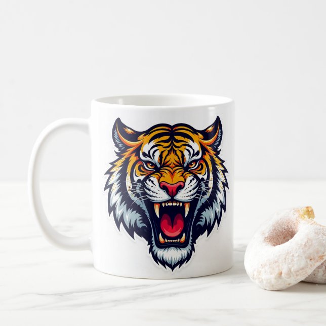 Tiger Head Mug - Wild Animal Coffee Cup (Avec donut)