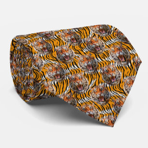 Tiger Head on Tiger Skin Animal Print Design Krawatte