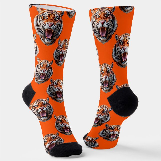 Tiger Head Pattern Design Orange  Socken (Von Creator hochgeladen)