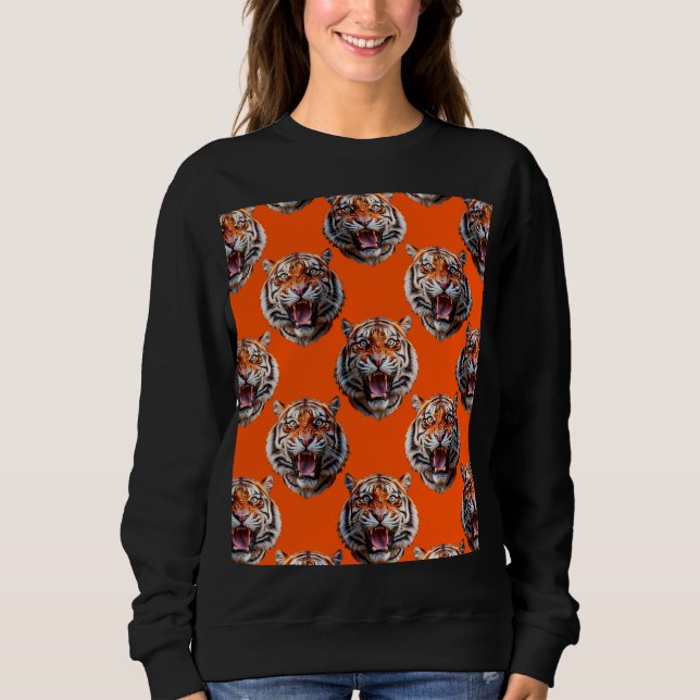 Tiger Head Pattern Design Orange  Sweatshirt (Vorderseite)
