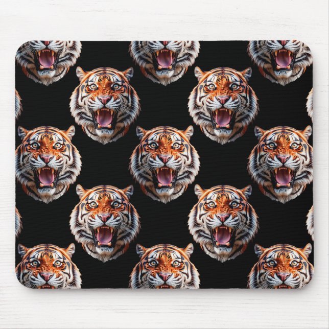 Tiger Head Pattern Design - Schwarz Mousepad (Vorne)