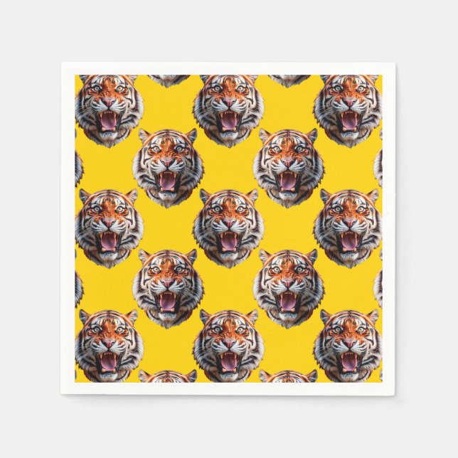 Tiger Head Pattern Design Yellow  Serviette (Vorderseite)