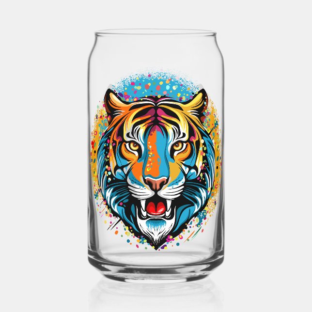 Tiger Head Rainbow colors paint stains Dosenglas (Vorderseite)