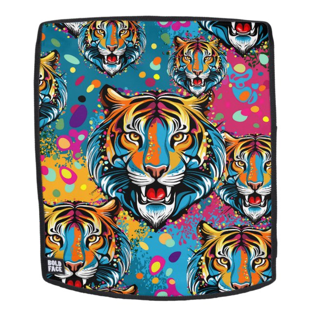 Tiger Head Rainbow colors paint stains Rucksack (Abnehmbare Front)