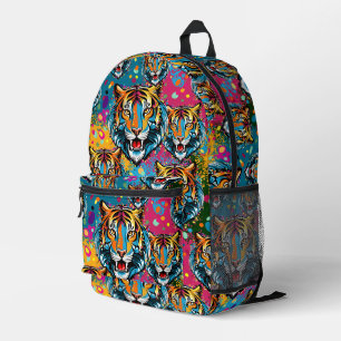 Tiger Head Regenbogen Farben Farbflecken Bedruckter Rucksack