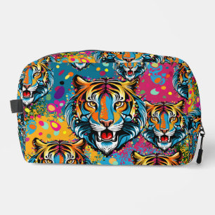 Tiger Head Regenbogen Farben Farbflecken Waschbeutel