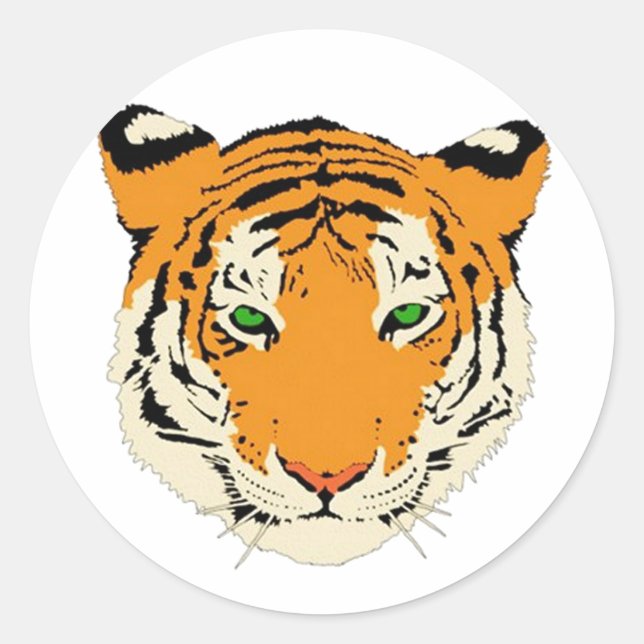 Tiger Head Runder Aufkleber (Vorderseite)