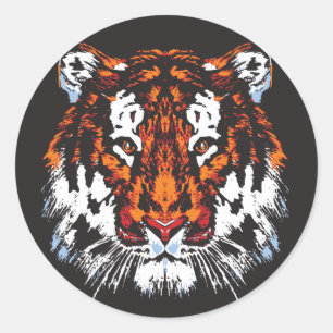 Tiger Head Runder Aufkleber