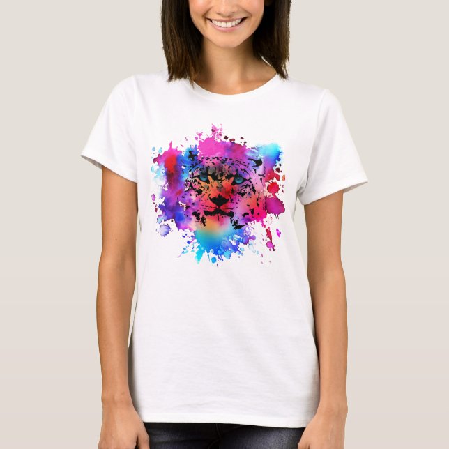 Tiger Head T - Shirt Wasserfarbe (Vorderseite)