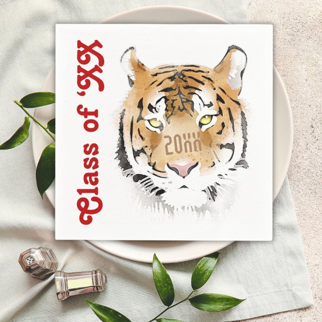 Tiger Head Watercolor Animal Year Class Serviette (Von Creator hochgeladen)