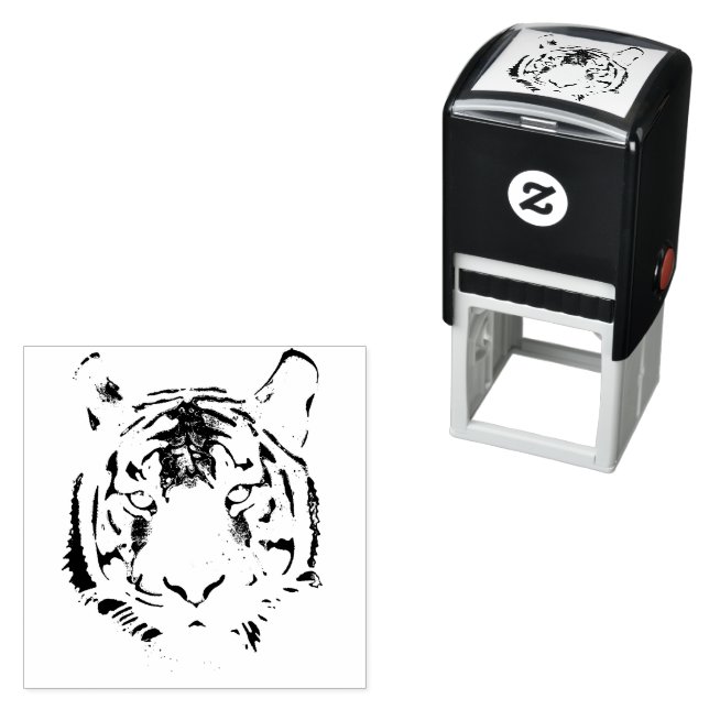 Tiger Head Watercolor Big Wild Cat Animal Permastempel (Beispiel)