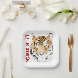 Tiger Head Watercolor Class Wiedersehen Partys Pappteller