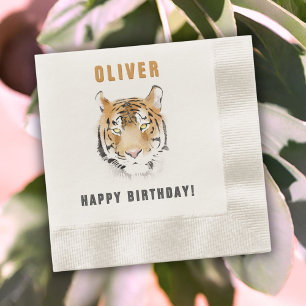 Tiger Head Watercolor Geburtsname Serviette