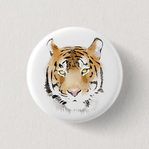 Tiger Head Watercolor Zeichnend Button