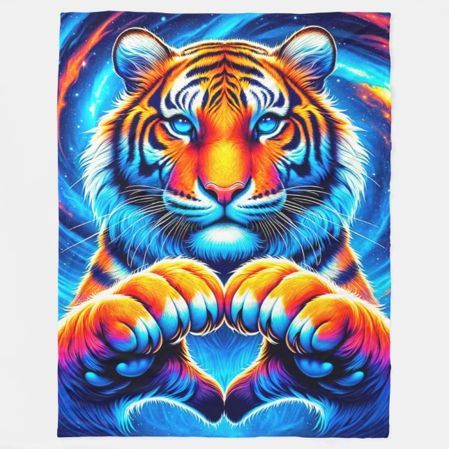 Tiger Heart Hands Fleecedecke (Vorderseite)