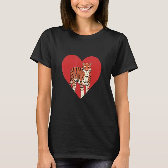 Tiger Heart Safari Wildlife Animal Zookeeping T-Shirt (Vorderseite)