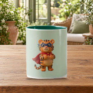 Tiger Held Süße Superhelden-Maskottchen-Tasse Zweifarbige Tasse