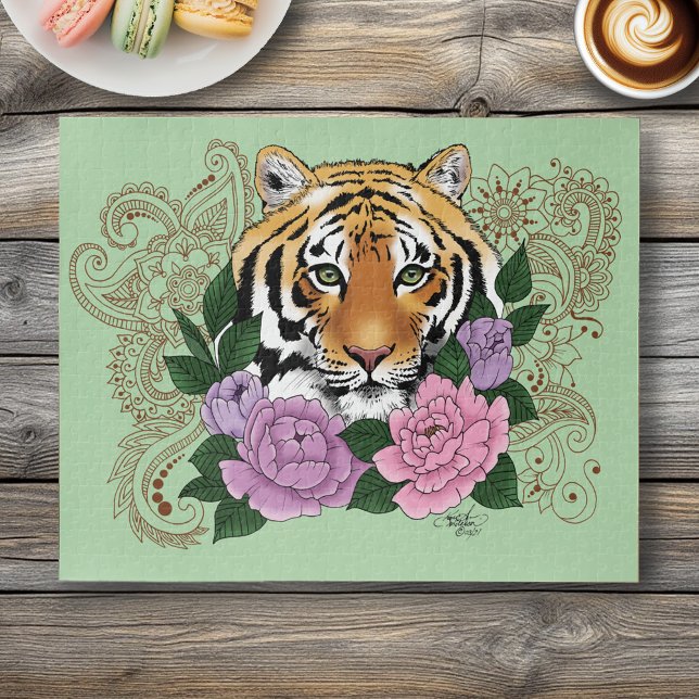 Tiger Henna Pink Purple Blumen (Von Creator hochgeladen)