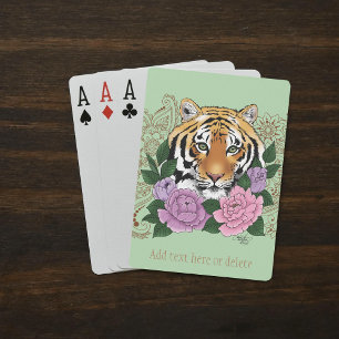 Tiger Henna Pink Purple Blumen Spielkarten