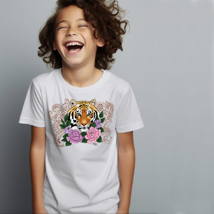 Tiger Henna Pink Purple Blumen T-Shirt