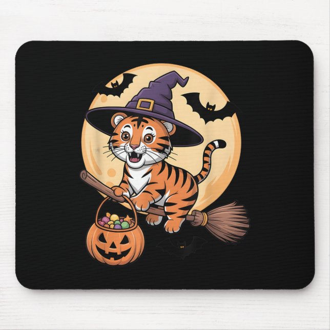 Tiger Hexenhut Pumpkin Halloween Kostüm Men Wome Mousepad (Vorne)