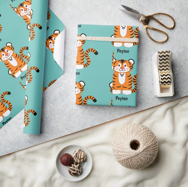 Tiger Hinzufügen eines Namens Geschenkpapier (Kunsthandwerk)