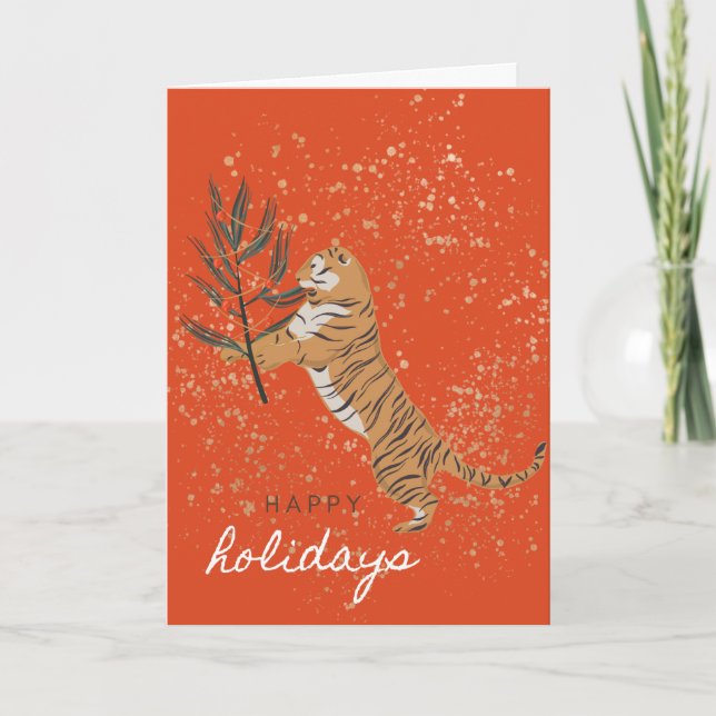 Tiger Holiday Grußkarte Karte (Vorderseite)