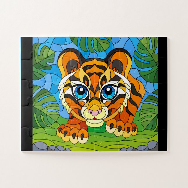 Tiger-Holzsägepuzzle (Horizontal)