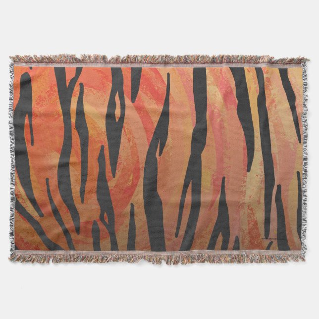 Tiger Hot orange und Black Print Decke (Vorderseite)
