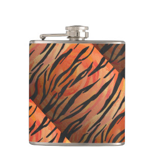 Tiger Hot orange und Black Print Flachmann