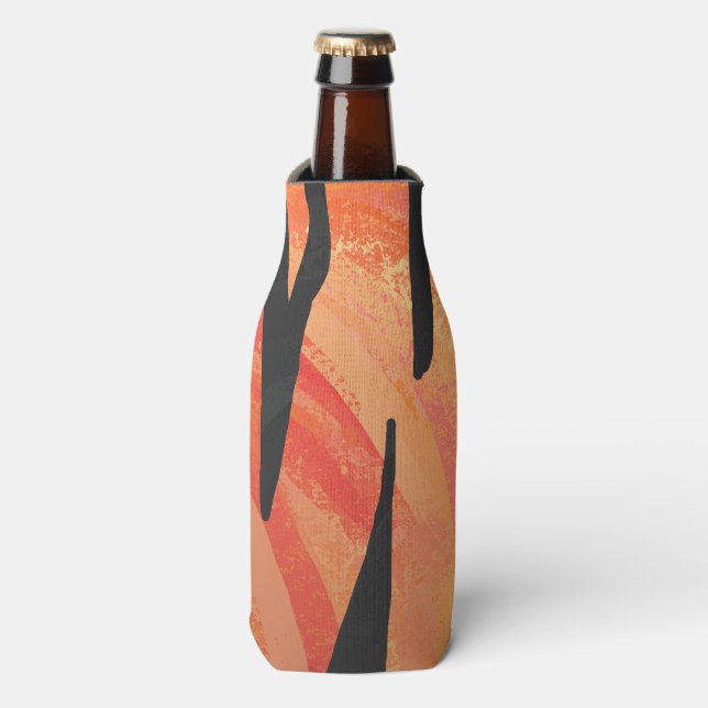 Tiger Hot orange und Black Print Flaschenkühler (Flaschenvorderseite)