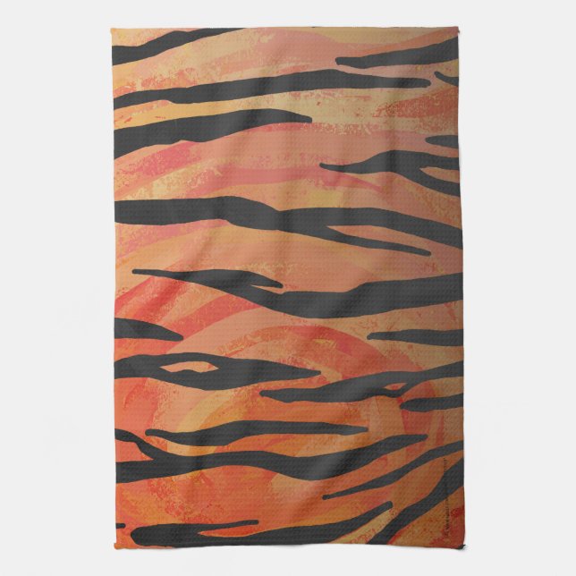 Tiger Hot orange und Black Print Geschirrtuch (Vertikal)