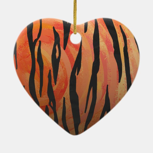 Tiger Hot orange und Black Print Keramikornament (Hinten)