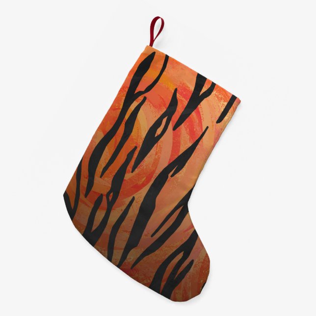 Tiger Hot orange und Black Print Kleiner Weihnachtsstrumpf (Vorderansicht (hängend))