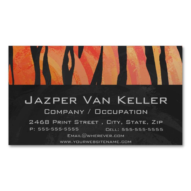 Tiger Hot orange und Black Print Magnetische Visitenkarte (Vorderseite)