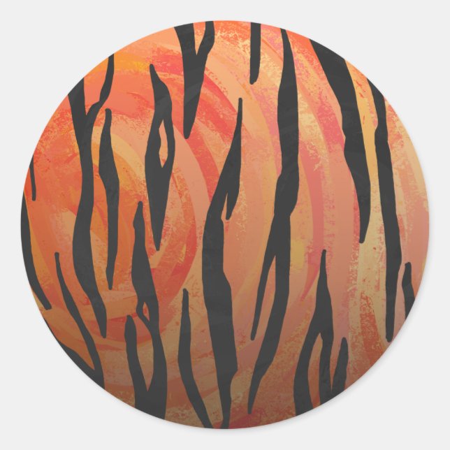Tiger Hot orange und Black Print Runder Aufkleber (Vorderseite)